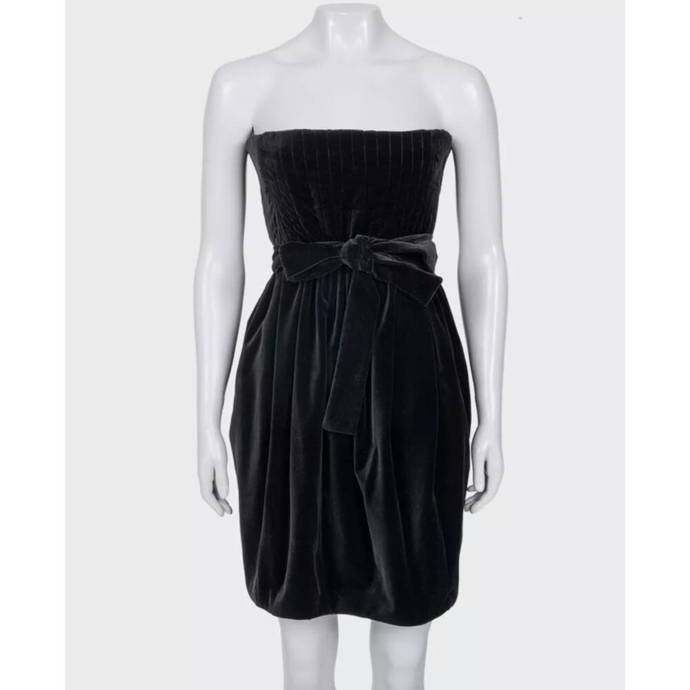 Saint Laurent Black Velvet Sleeveless Fitted Dress 38/M